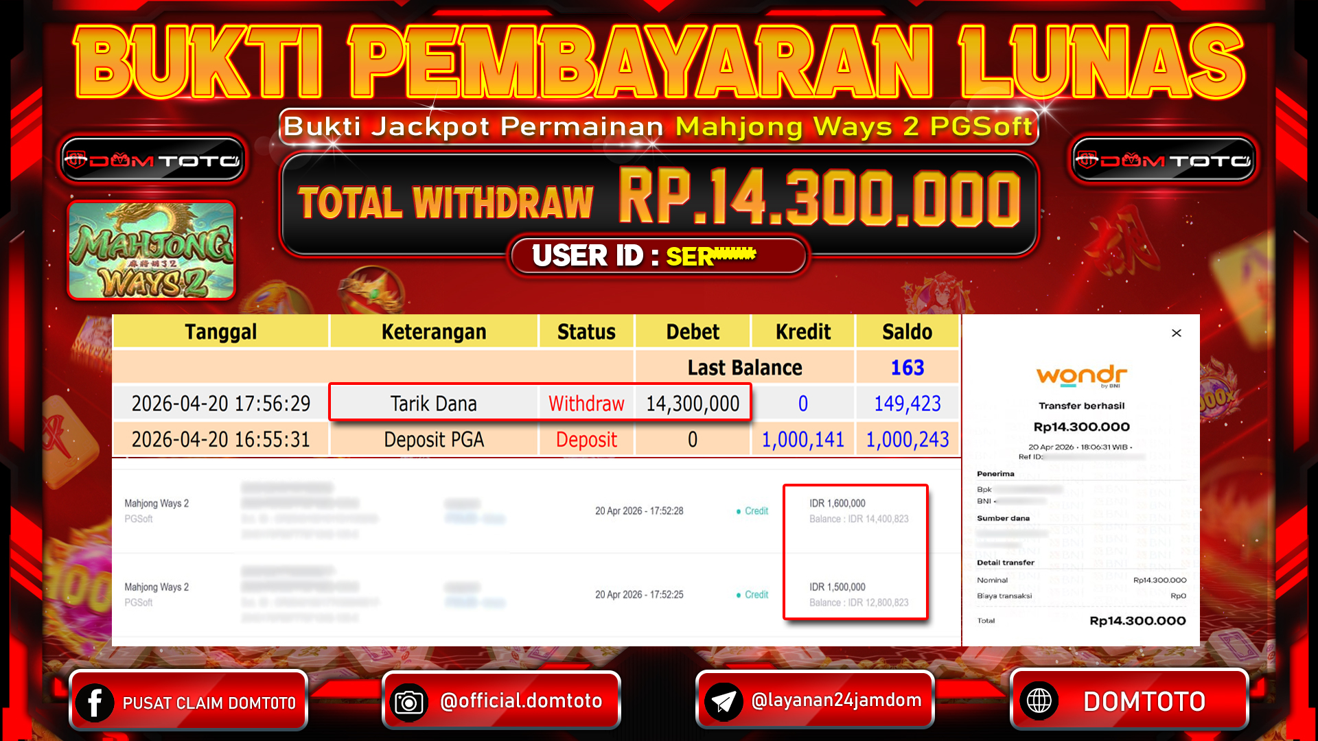 JACKPOT SLOT Mahjong Ways PGSoft 20 APRIL 2026